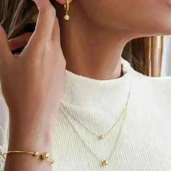Jewelry - New Set of 3 Gold Plated Bead Design Necklace + Bracelet + Earrings